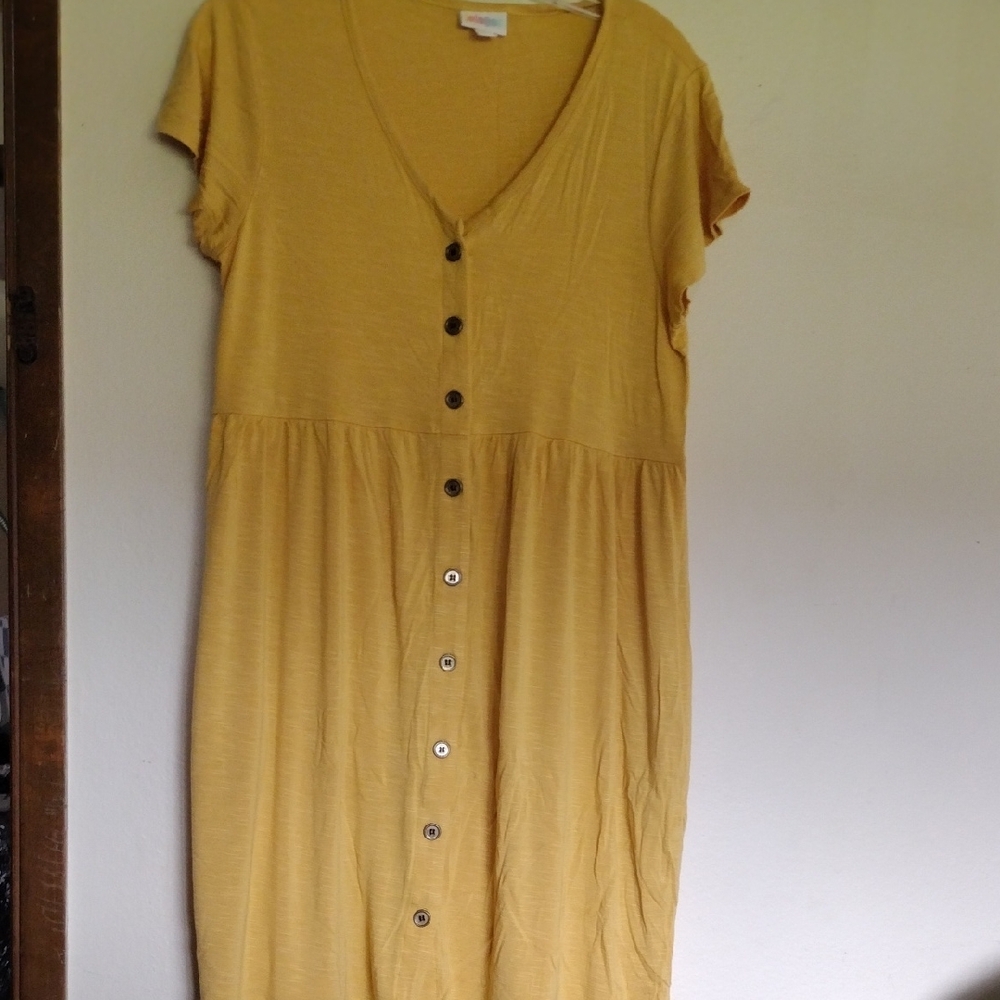 LuLaRoe Gold V-Neck Midi Sundress